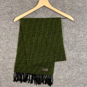 Fendi Green and Black Patterned Scarf